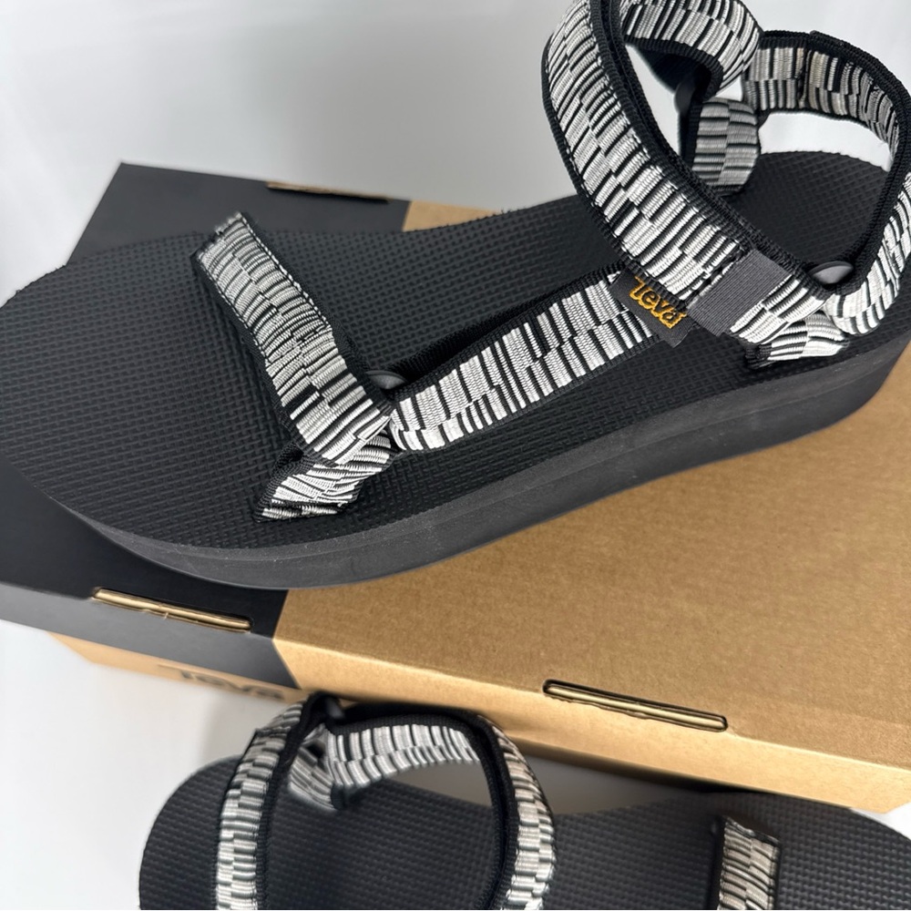 New Teva Sz 10 Platform Flatform Universal sandal black white zebra Y2K - Picture 5 of 6